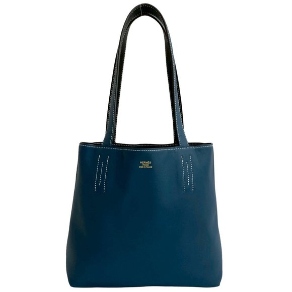 HERMES Double Sens 28 Vaux Sikkim Leather Tote Bag, Blue/Navy, 23549 - Picture 1 of 9
